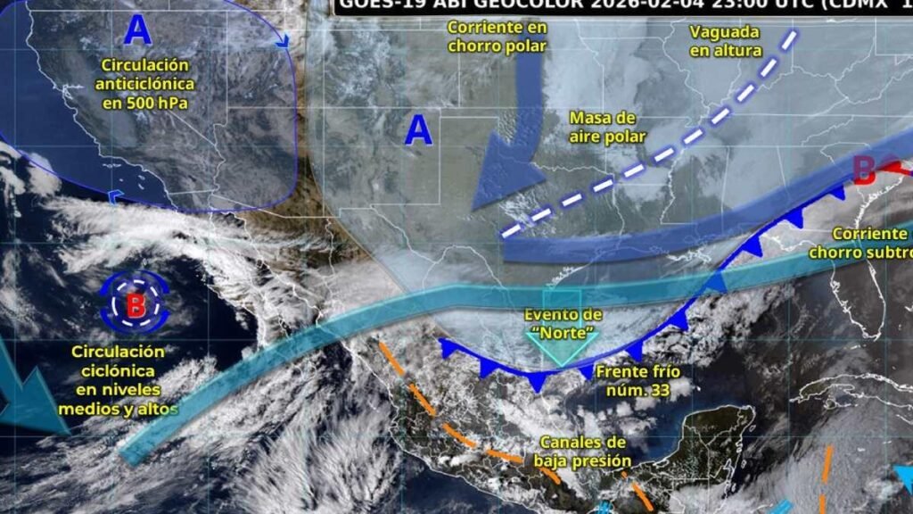 Condiciones climáticas en México para el 5 de febrero de 2026: Anticipan lluvias, nevadas y vientos del "Norte"